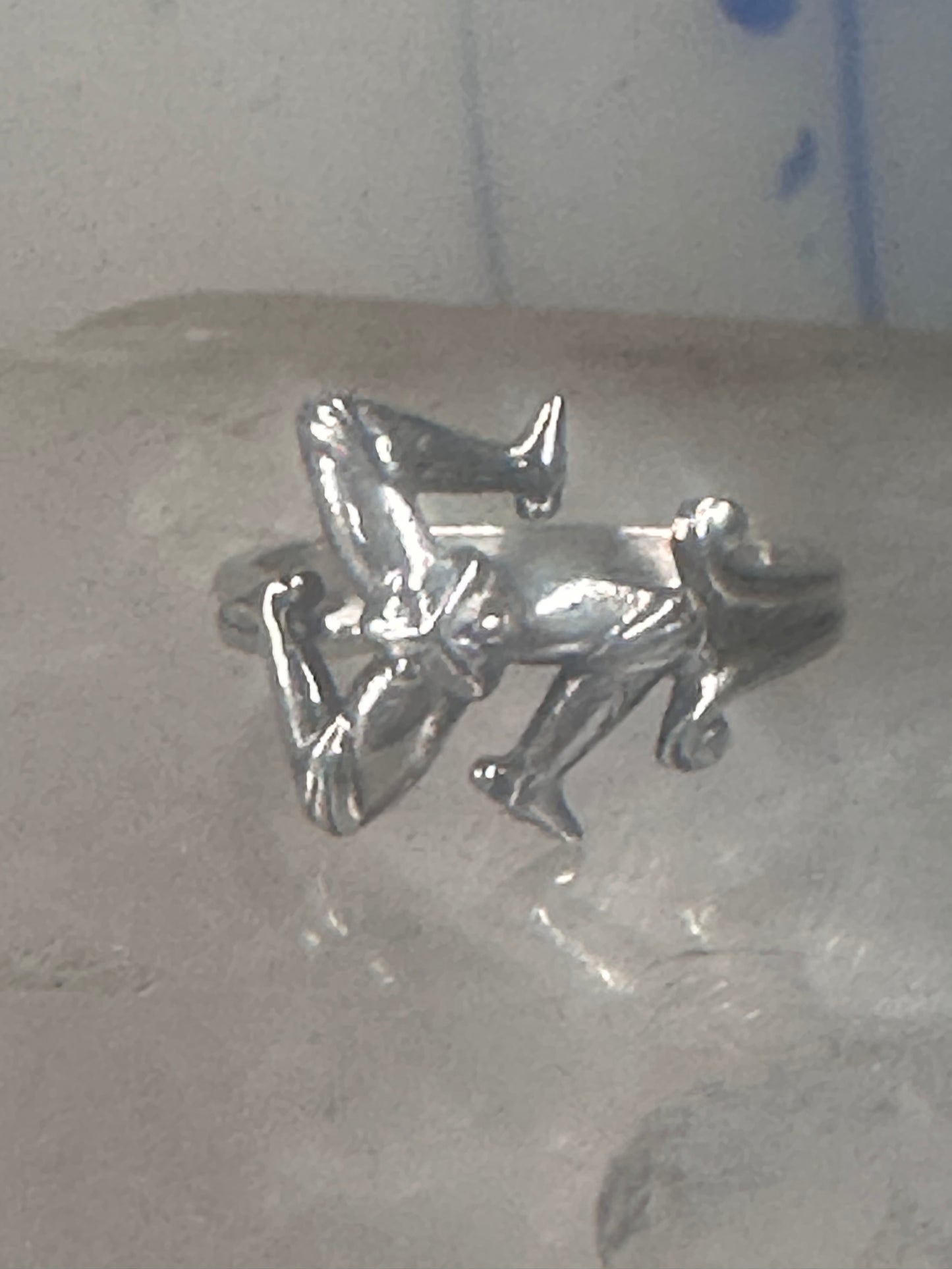 Greek Triskelion ring 3 legs rotating band sterling silver size 7 women signed S & C