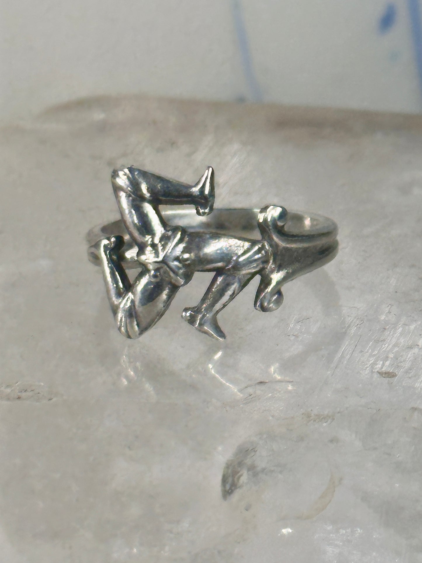 Greek Triskelion ring 3 legs rotating band sterling silver size 7 women signed S & C