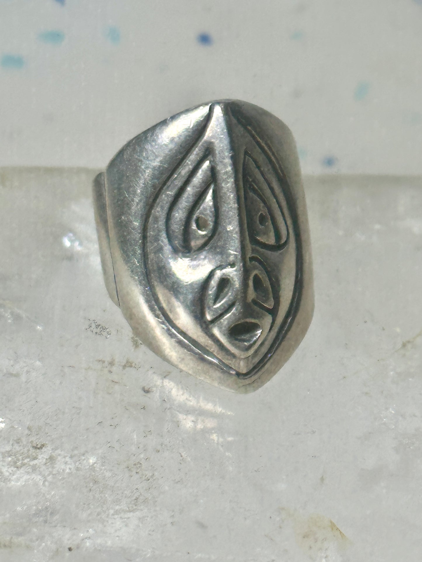 Pacific Northwest face spirit wind ring cigar band size 6 sterling silver women girls