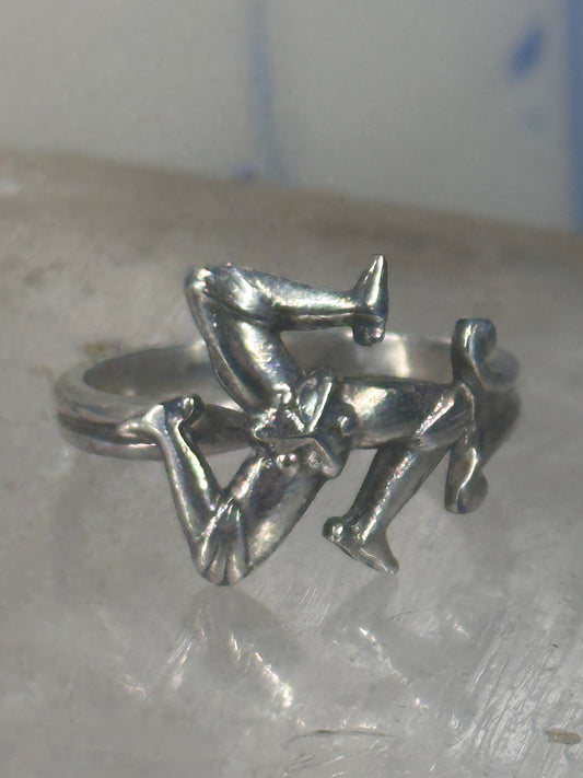 Greek Triskelion ring 3 legs rotating band sterling silver size 7 women signed S & C