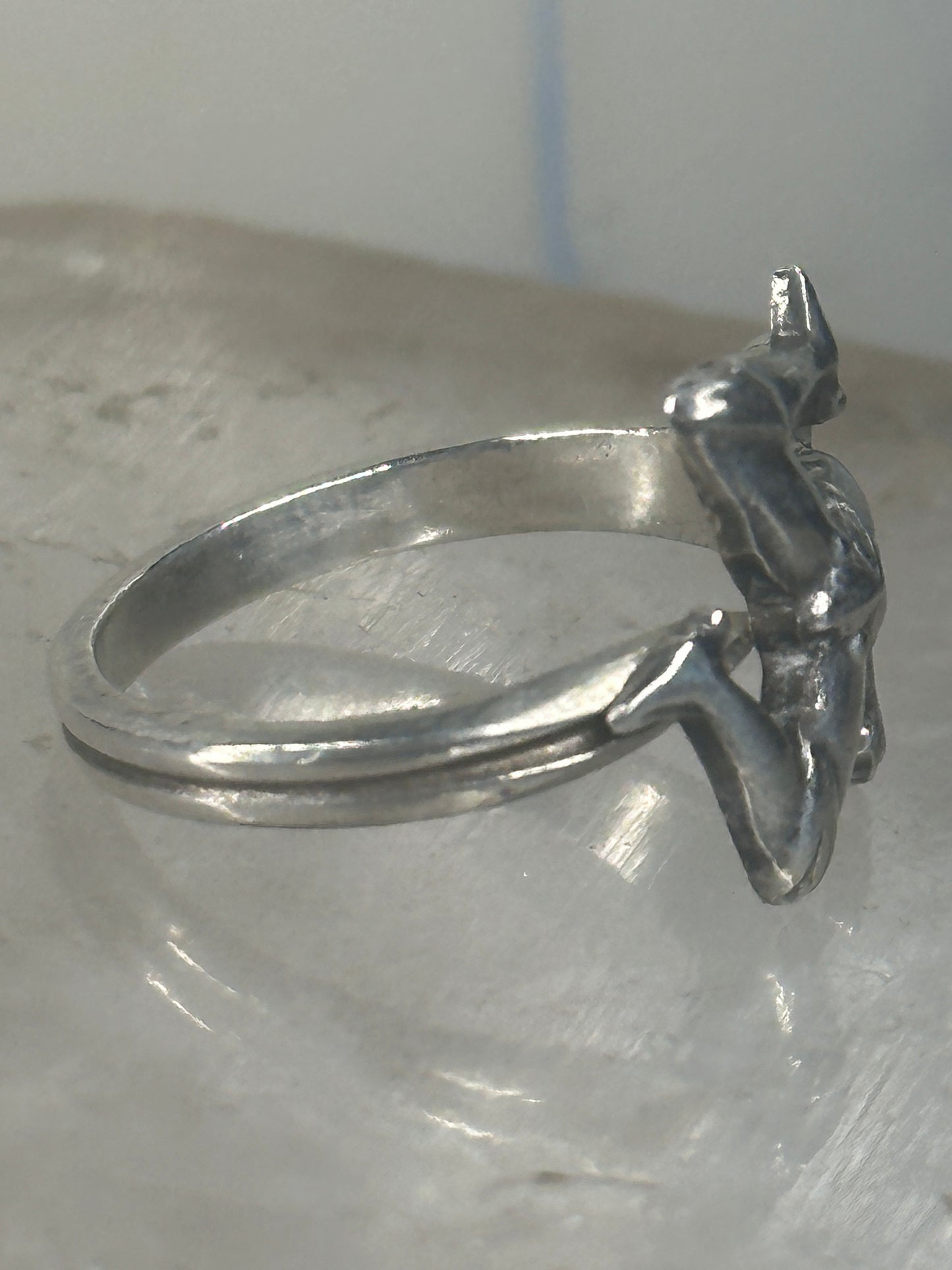 Greek Triskelion ring 3 legs rotating band sterling silver size 7 women signed S & C