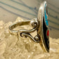 Southwest long ring turquoise coral chips paisley sterling silver size 5.75 women&nbsp;