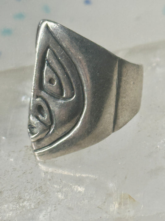 Pacific Northwest face spirit wind ring cigar band size 6 sterling silver women girls