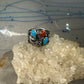Turquoise ring Southwest band coral sterling silver size 5.75 women signed