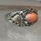 Black Hills Gold ring coral band leaves size 6 sterling silver women
