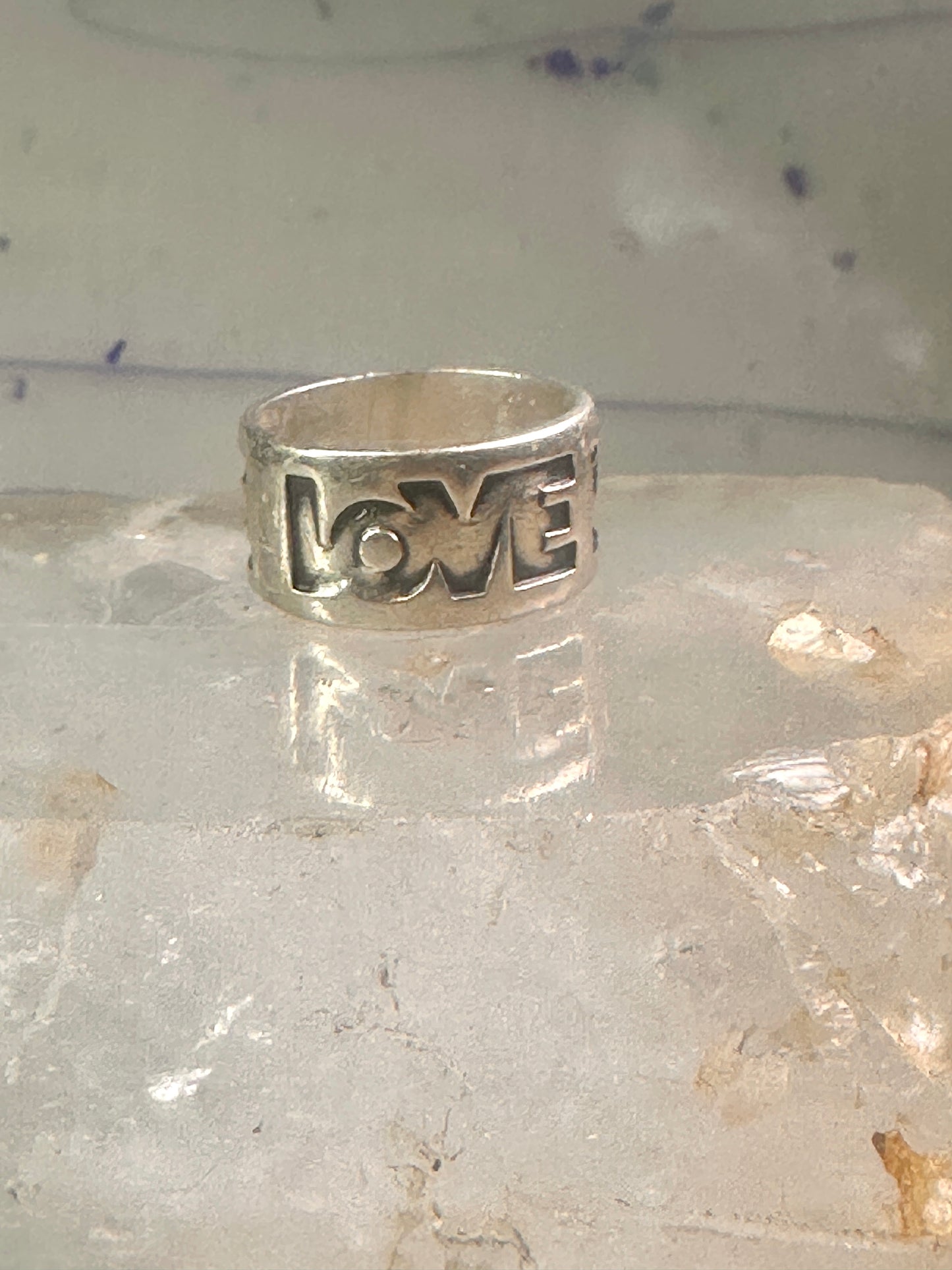 Love ring Love band size 6 Bell trading co logo Sterling Silver women girl 1970 peace Hippie