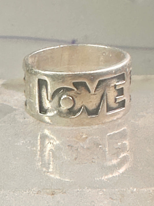 Love ring Love band size 6 Bell trading co logo Sterling Silver women girl 1970 peace Hippie