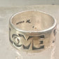 Love ring Love band size 6 Bell trading co logo Sterling Silver women girl 1970 peace Hippie