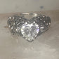 Cherub ring Kabana with wings heart CZ Love Valentine size 6 sterling silver women