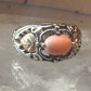 Black Hills Gold ring coral band leaves size 6 sterling silver women