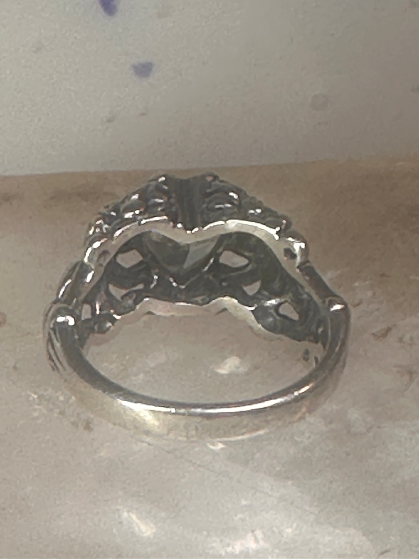 Cherub ring Kabana with wings heart CZ Love Valentine size 6 sterling silver women