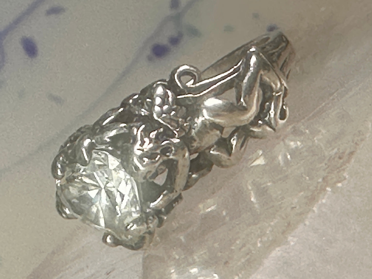 Cherub ring Kabana with wings heart CZ Love Valentine size 6 sterling silver women