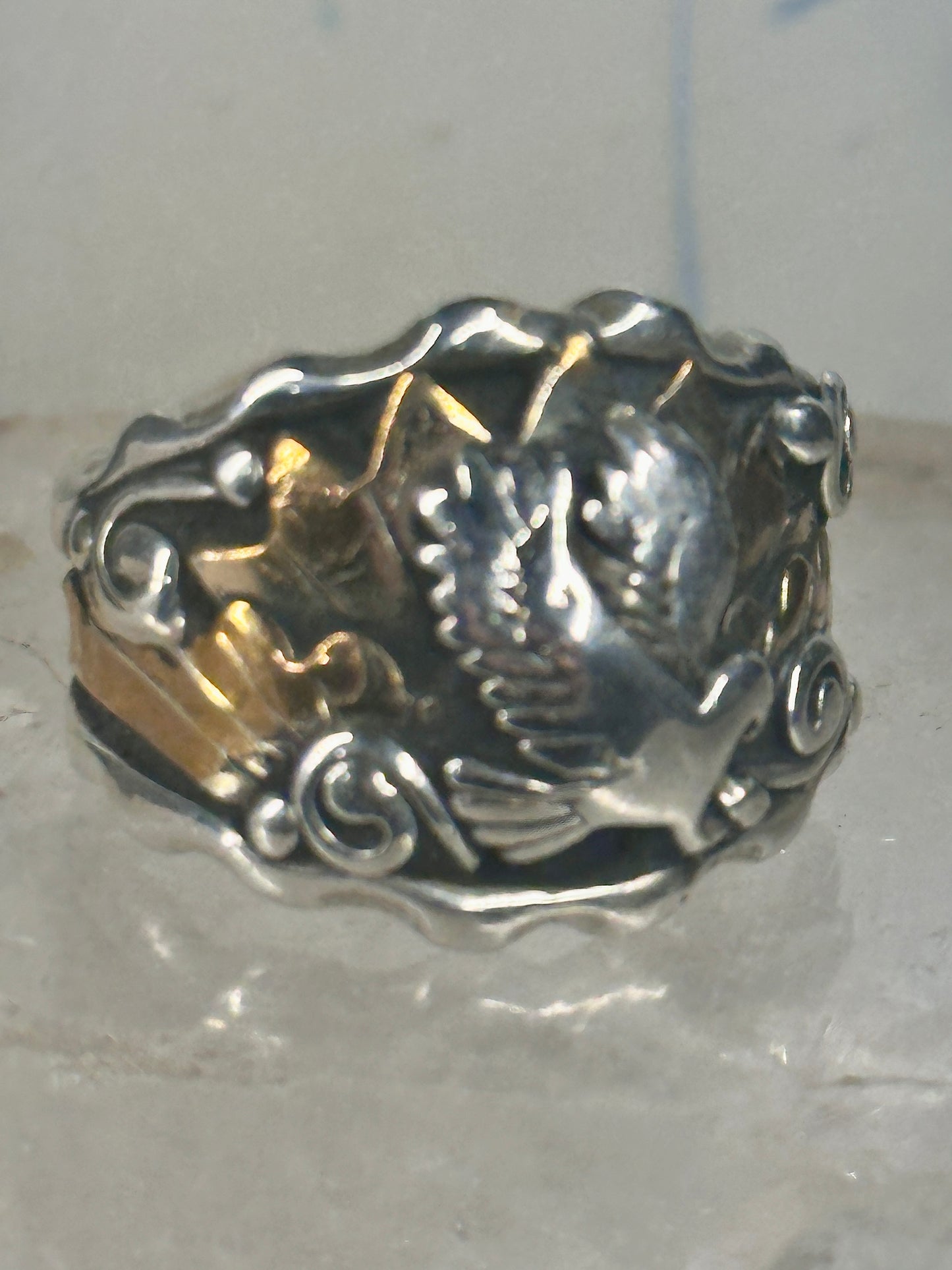 Navajo ring Eagle Band by RB sterling silver copper size 9.75