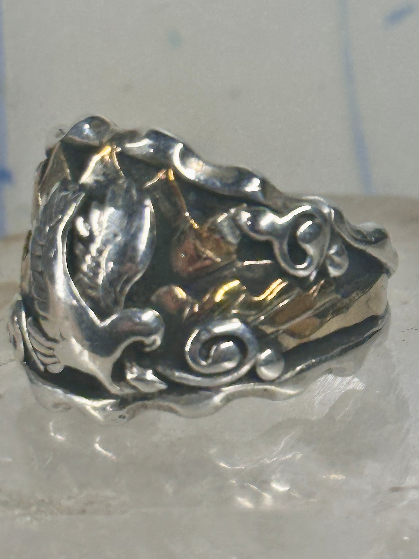 Navajo ring Eagle Band by RB sterling silver copper size 9.75