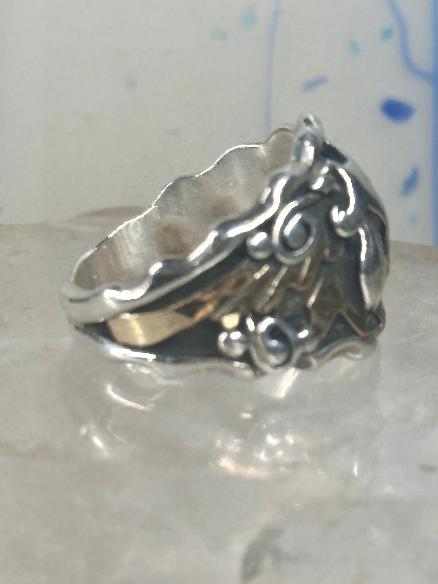 Navajo ring Eagle Band by RB sterling silver copper size 9.75