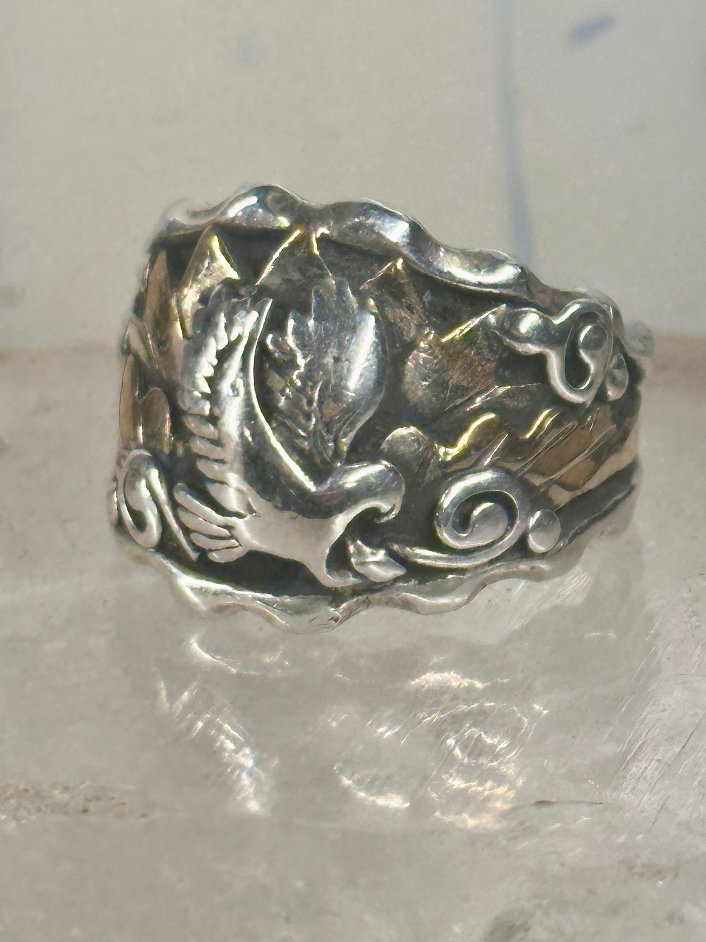 Navajo ring Eagle Band by RB sterling silver copper size 9.75