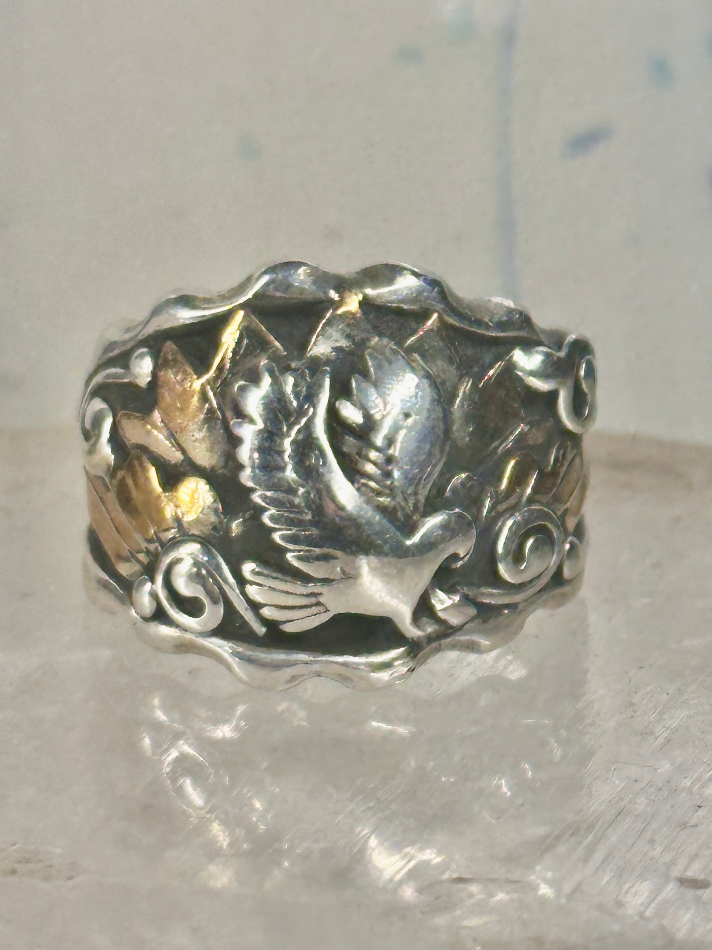 Navajo ring Eagle Band by RB sterling silver copper size 9.75
