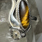 Tiger Eye ring feathers squash blossom size 7.25 sterling silver women