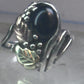 Black Hills Gold ring onyx band leaves size 3 sterling silver women