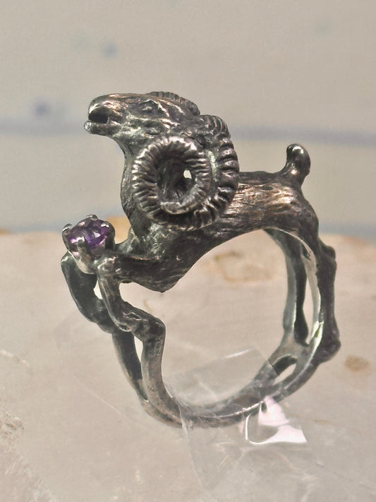 Ram ring sculptural Aries band leaves size 5.75 sterling silver women