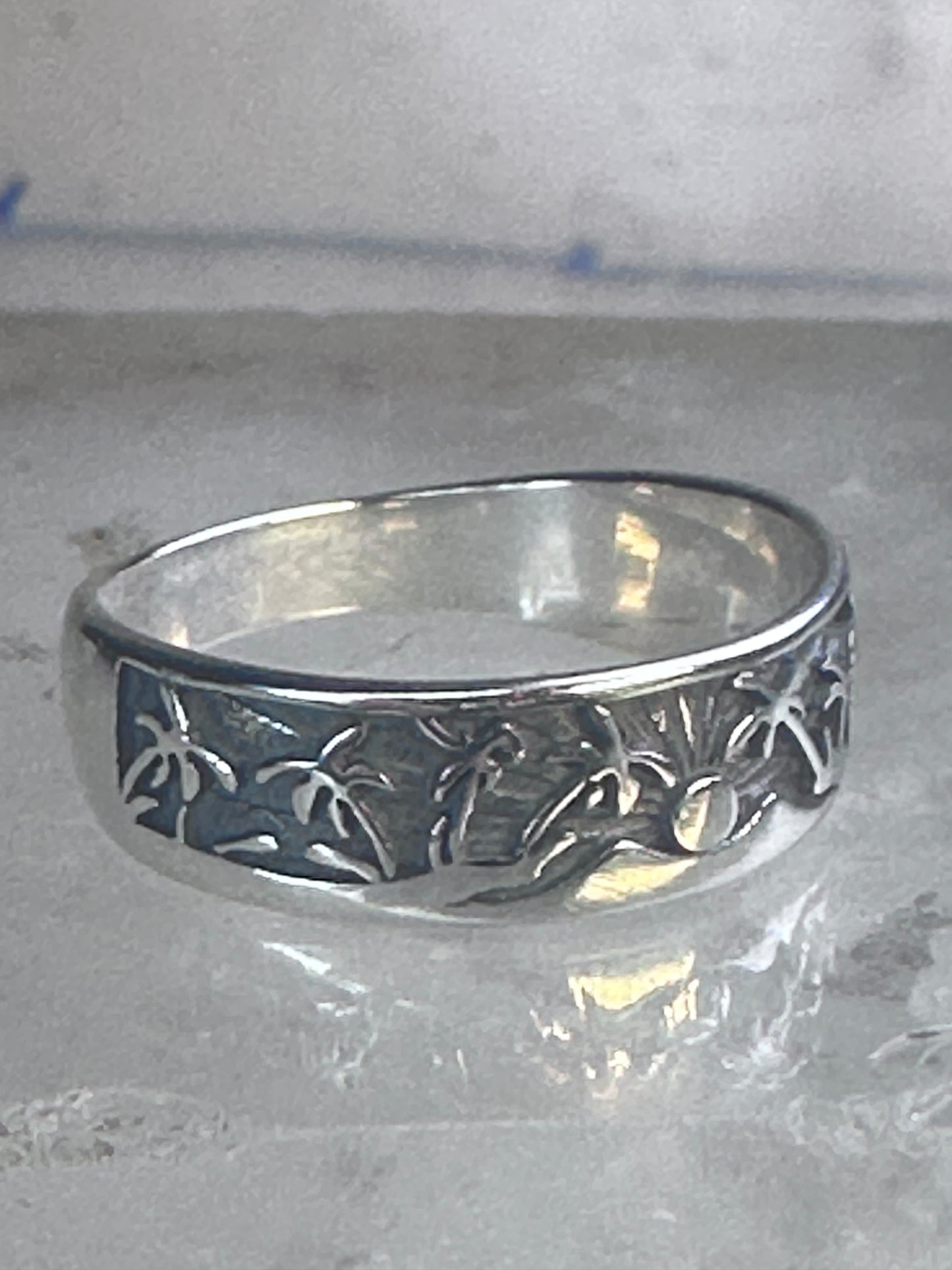 Palm Trees ring sun floral Paradise tropics band size 6.75 sterling silver women girls