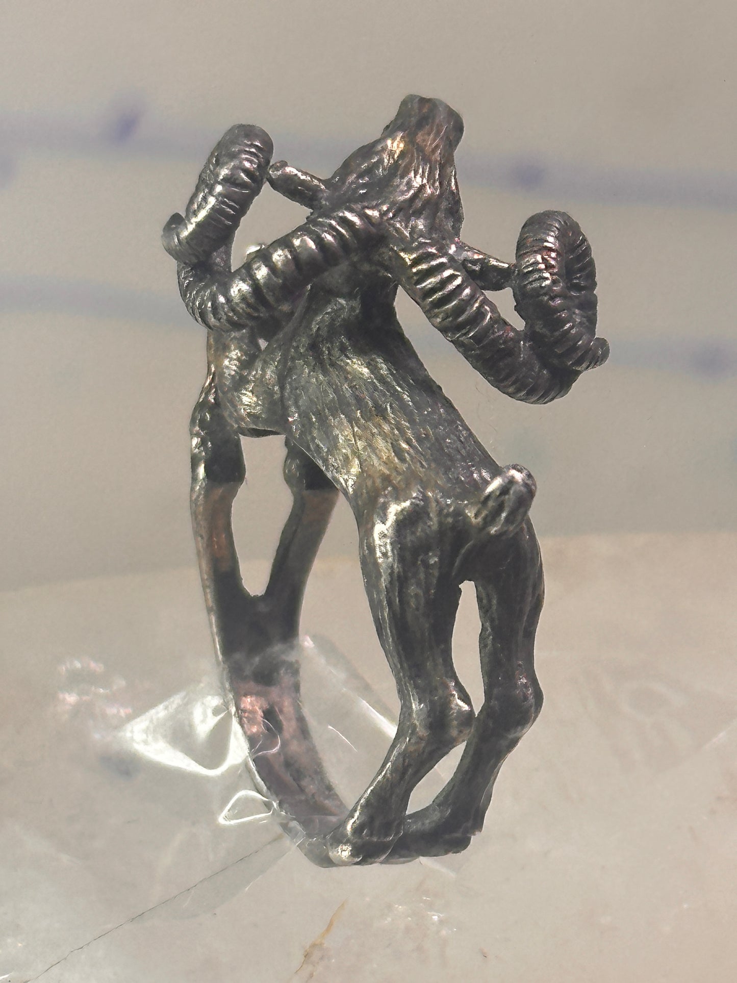 Ram ring sculptural Aries band leaves size 5.75 sterling silver women