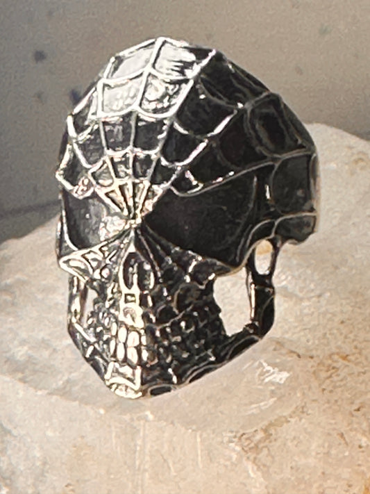 Skull ring biker band spider skull southwest size 10.25 sterling silver men women