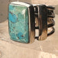Turquoise ring wide band southwest size 6.75 sterling silver women