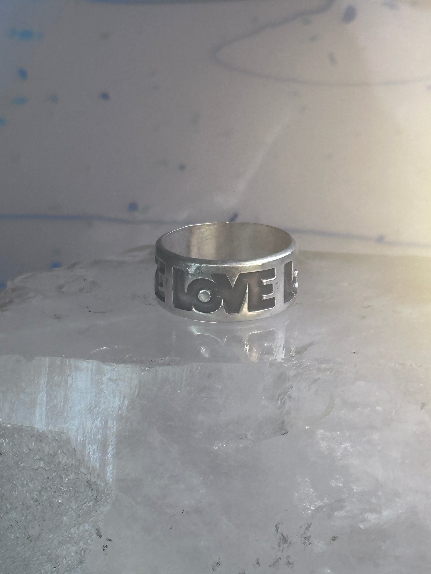 Love Ring bell Trading co band LOVE Valentine band size 9.50 sterling silver women men