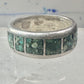 Southwest ring wedding band turquoise chips size 10.75 sterling silver women men AS IS