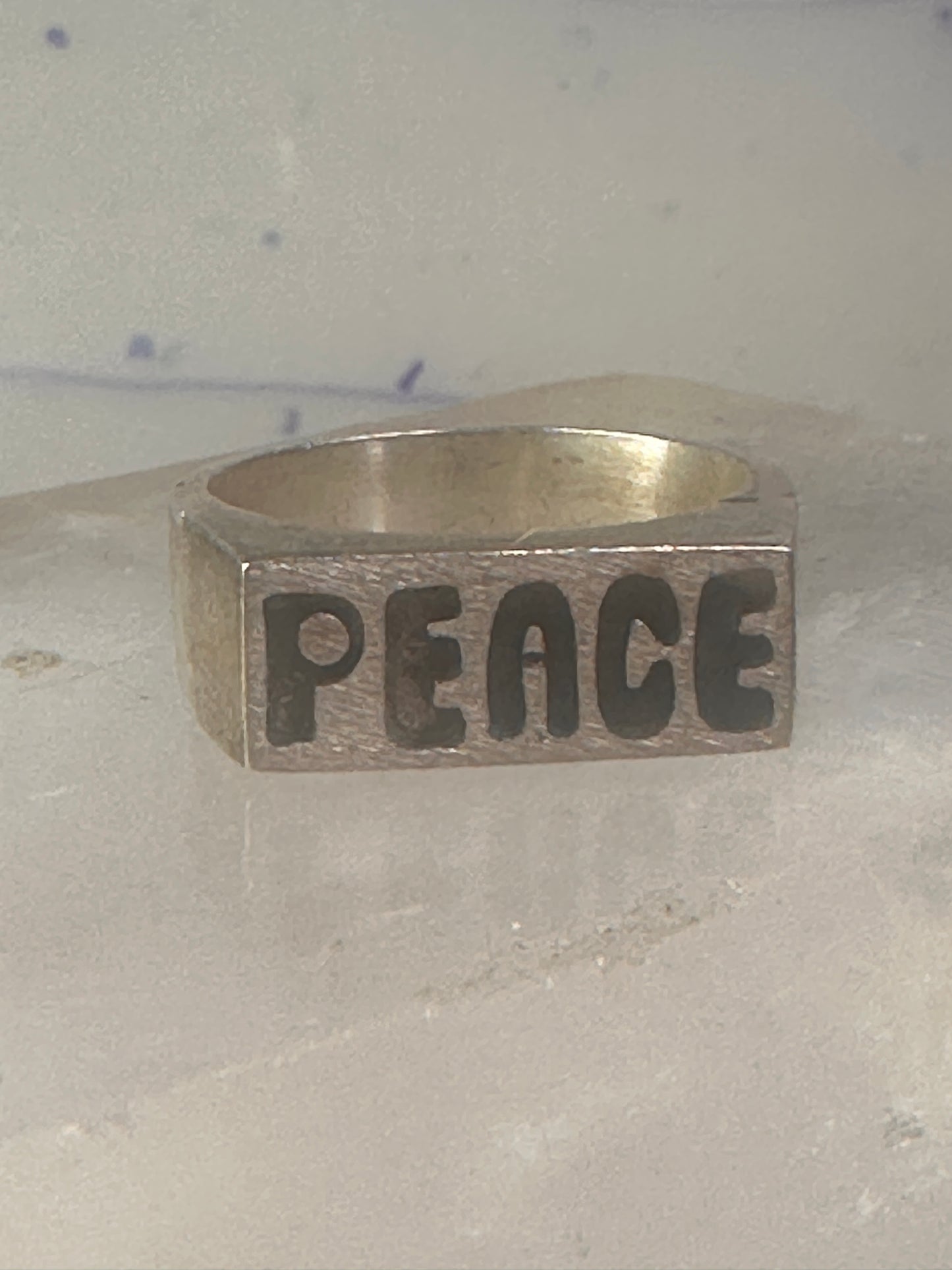 Peace ring Mexico Mexican band solid heavy size 9.5 sterling silver women men
