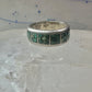 Southwest ring wedding band turquoise chips size 10.75 sterling silver women men AS IS