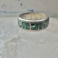 Southwest ring wedding band turquoise chips size 10.75 sterling silver women men AS IS