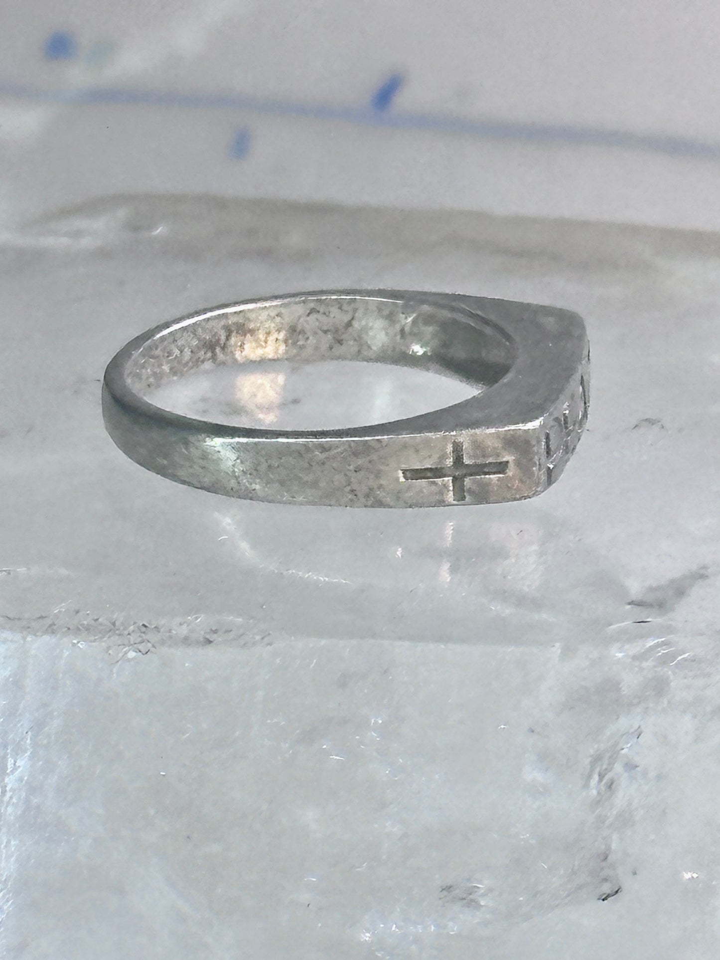 Peace Ring Cross band size 6.75 sterling silver women men