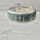 Southwest ring wedding band turquoise chips size 10.75 sterling silver women men AS IS