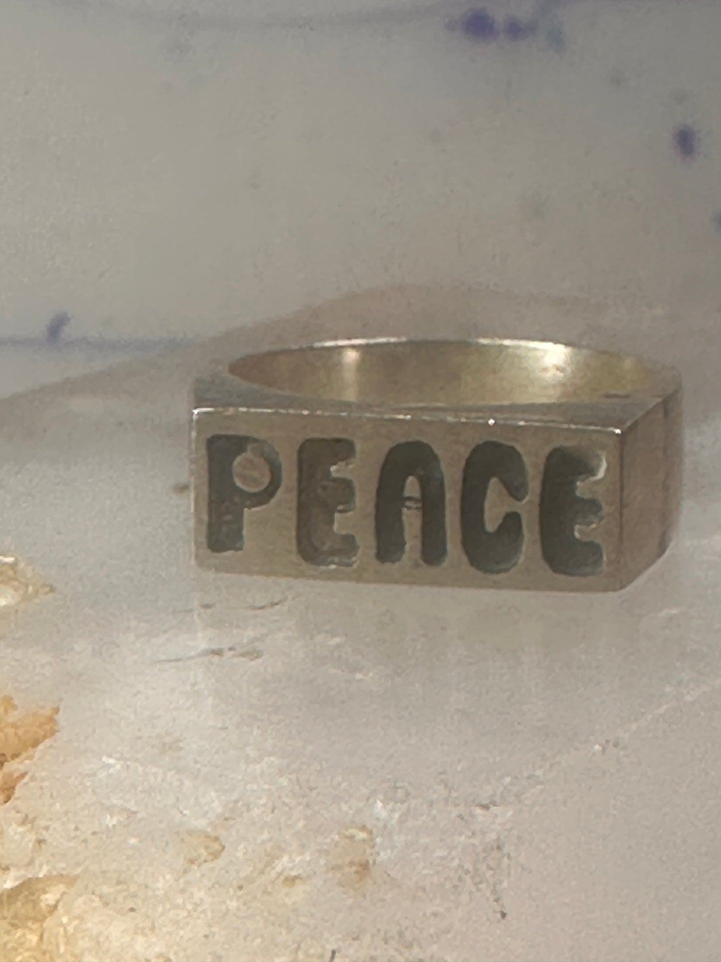 Peace ring Mexico Mexican band solid heavy size 9.5 sterling silver women men