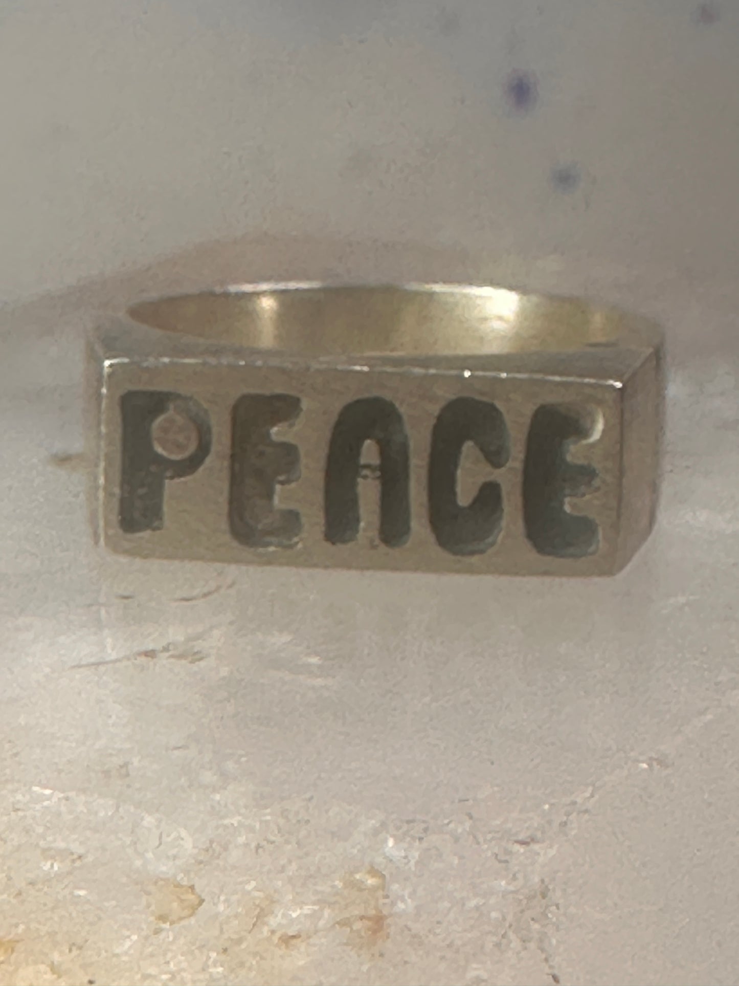 Peace ring Mexico Mexican band solid heavy size 9.5 sterling silver women men