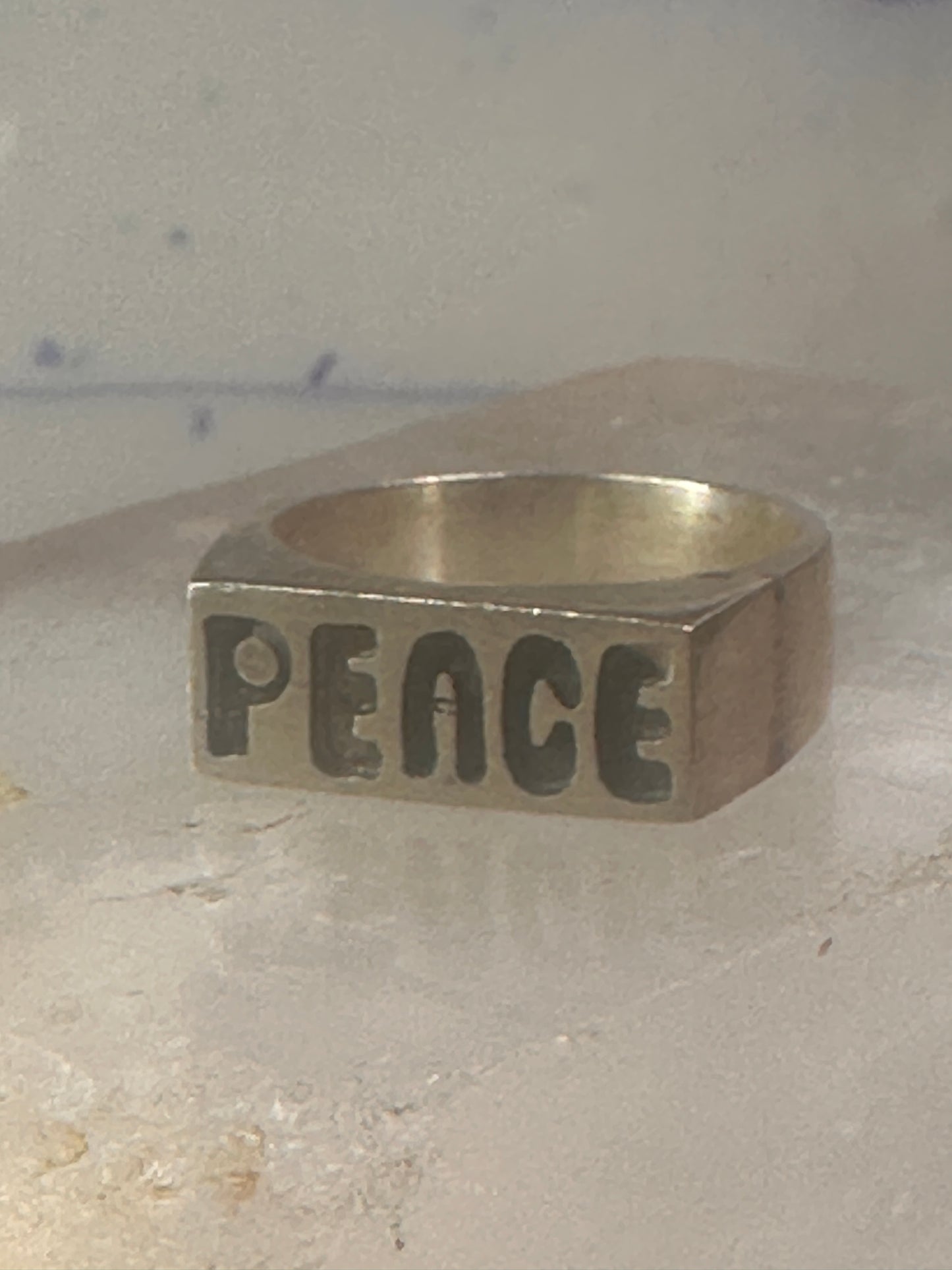 Peace ring Mexico Mexican band solid heavy size 9.5 sterling silver women men