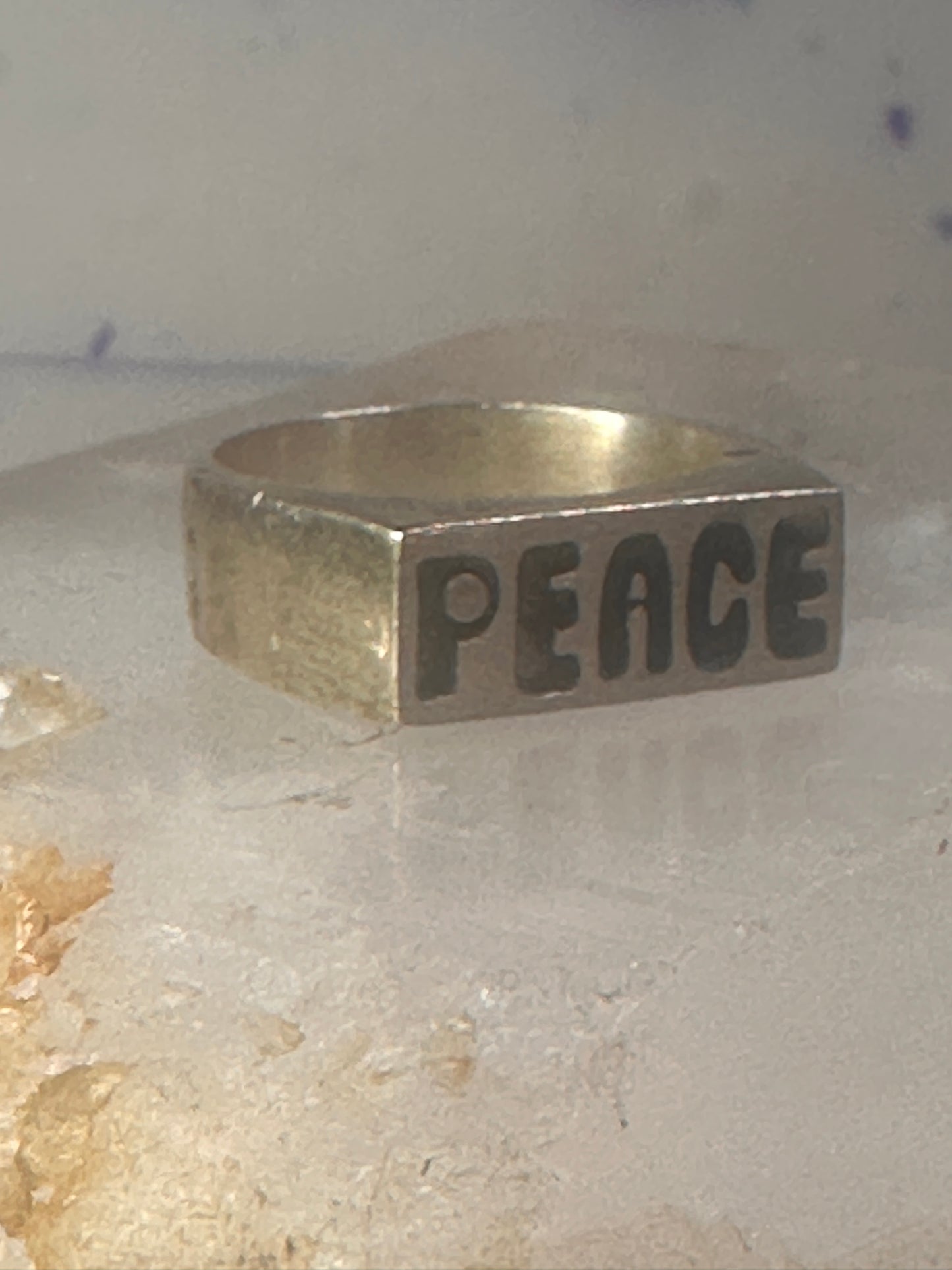 Peace ring Mexico Mexican band solid heavy size 9.5 sterling silver women men