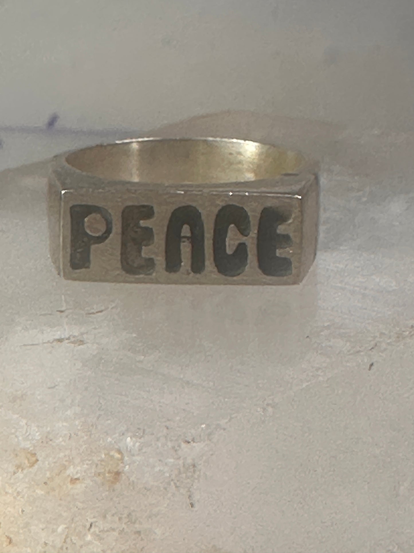 Peace ring Mexico Mexican band solid heavy size 9.5 sterling silver women men