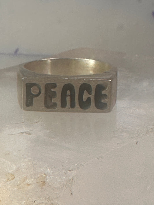 Peace ring Mexico Mexican band solid heavy size 9.5 sterling silver women men