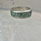 Southwest ring wedding band turquoise chips size 10.75 sterling silver women men AS IS