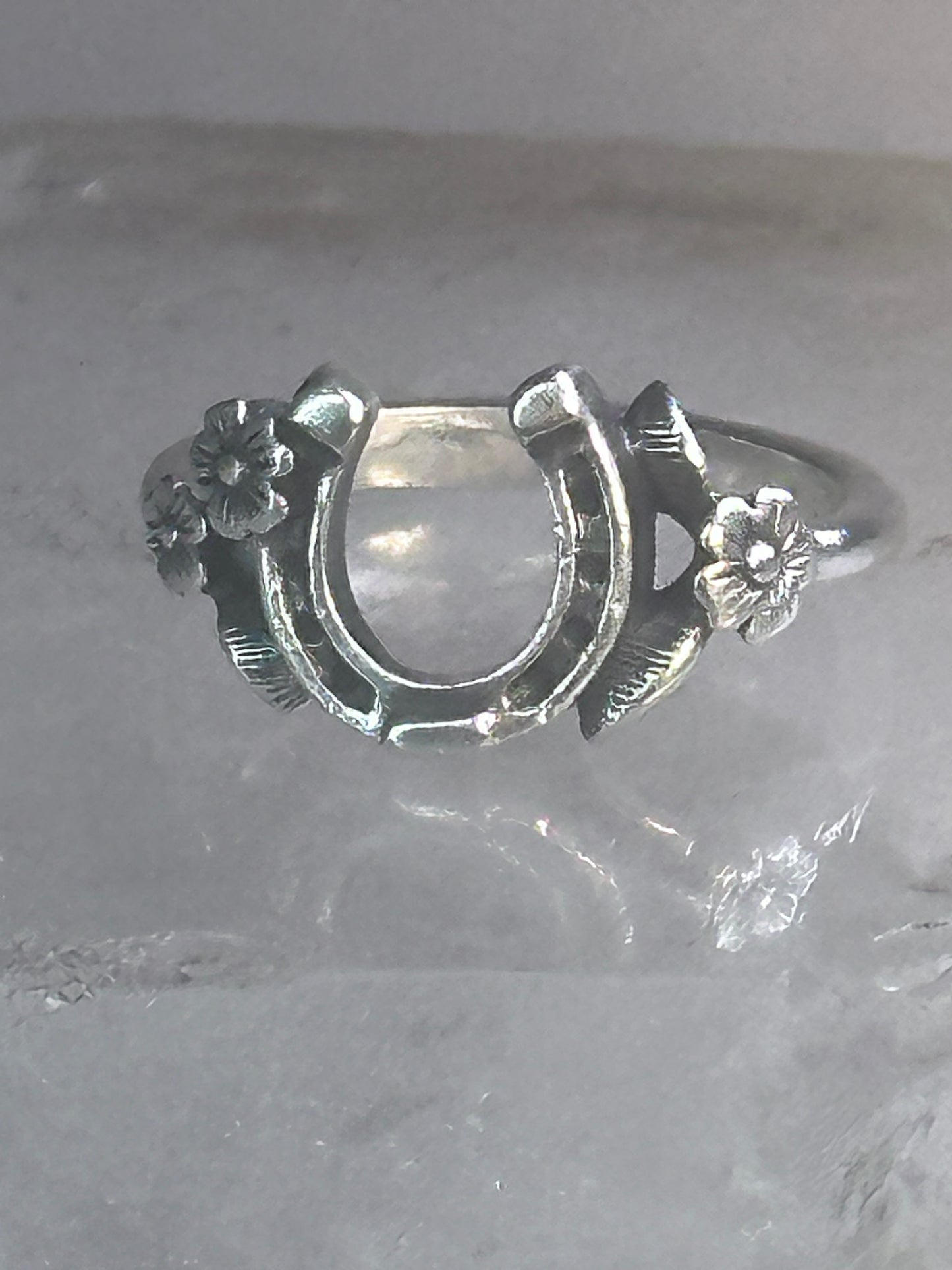 Horseshoe Ring James Avery leaves Good Luck band size 4 pinky sterling silver women girls