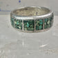 Southwest ring wedding band turquoise chips size 10.75 sterling silver women men AS IS