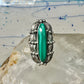 Long Malachite ring Navajo leaves feathers size 8.75 sterling silver women girls
