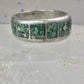 Southwest ring wedding band turquoise chips size 10.75 sterling silver women men AS IS