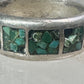 Southwest ring wedding band turquoise chips size 10.75 sterling silver women men AS IS