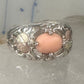 Black Hills Gold ring peach coral leaves band pinky sterling silver size 4.7 12K over sterling women