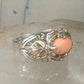 Black Hills Gold ring peach coral leaves band pinky sterling silver size 4.7 12K over sterling women