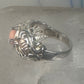 Black Hills Gold ring peach coral leaves band pinky sterling silver size 4.7 12K over sterling women